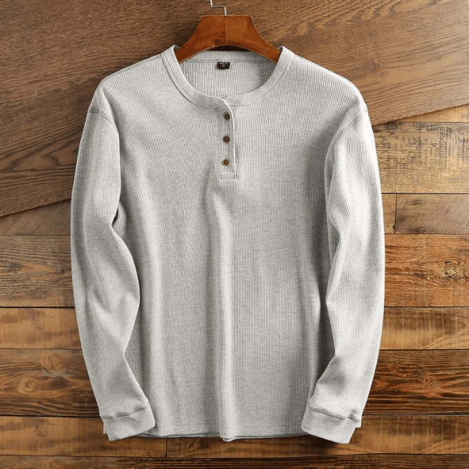 Casual Waffle Knit | Men's T Shirt with Button Placket | Soft Fabric for Comfortable Everyday Wear 0