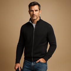 Classic Collection | Men's Zip-Up Cardigan Sweater with Ribbed Details | Versatile Knit Jacket for Smart Casual Style 2