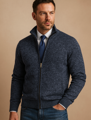 Classic Collection | Men's Zip-Up Cardigan Sweater with Ribbed Details | Versatile Knit Jacket for Smart Casual Style 4