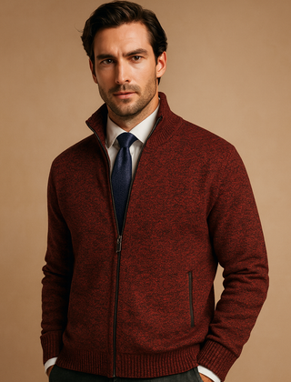 Classic Collection | Men's Zip-Up Cardigan Sweater with Ribbed Details | Versatile Knit Jacket for Smart Casual Style 5