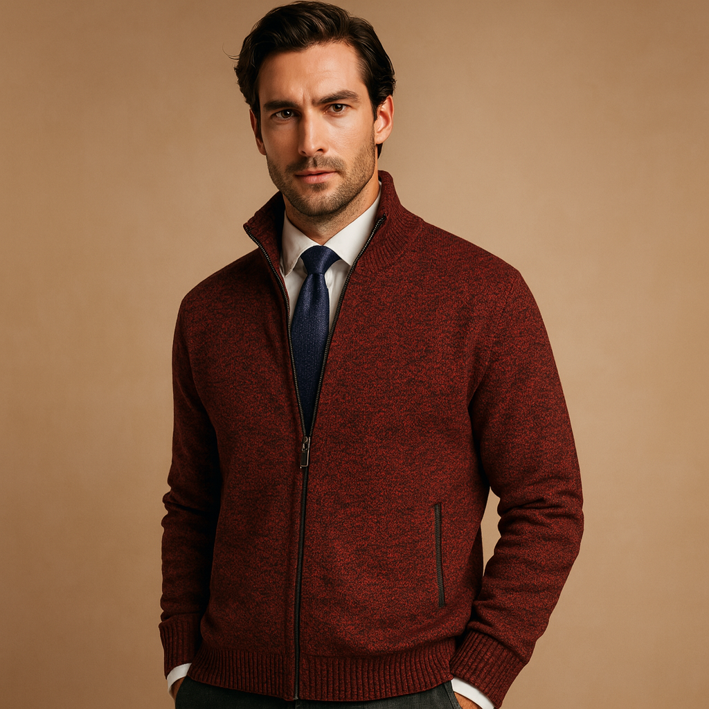 Classic Collection | Men's Zip-Up Cardigan Sweater with Ribbed Details | Versatile Knit Jacket for Smart Casual Style 5