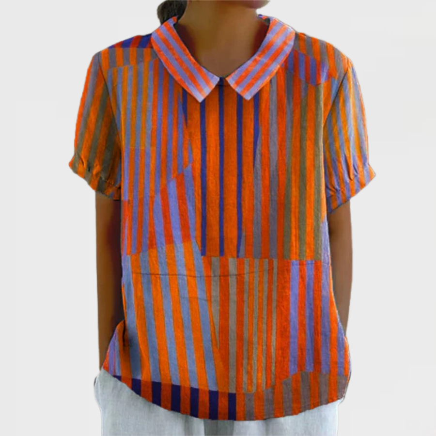 Nina Collection | Women's Blouse with Bold Geometric Stripes | Lightweight & Versatile Fashion for Creative Women 0