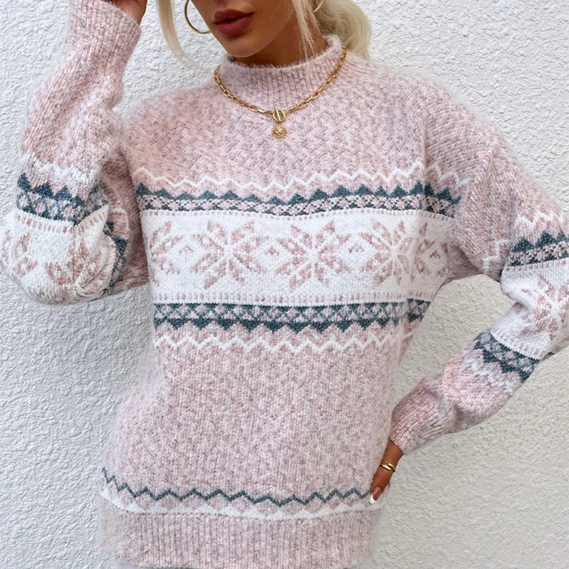 Women's Cable Knit Sweater Mock Neck Long Sleeve Patterned Knit – Winter Market