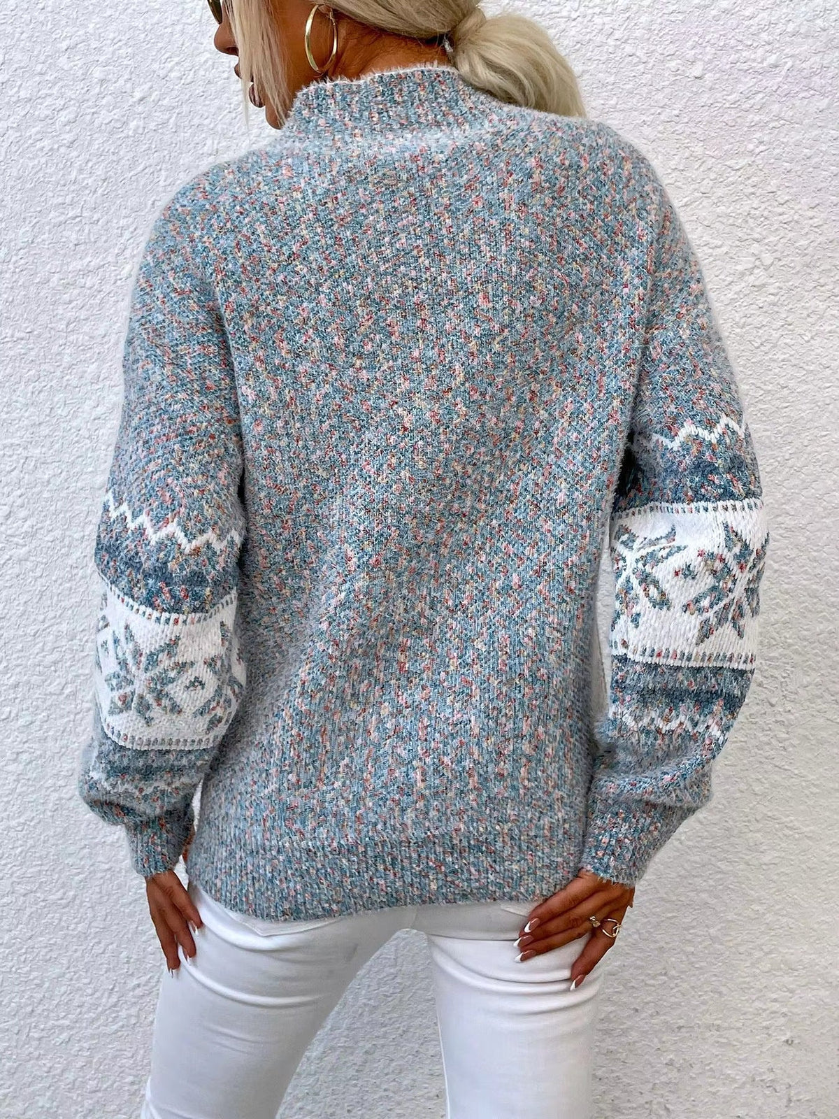 Women's Cable Knit Sweater Mock Neck Long Sleeve Patterned Knit – Winter Market