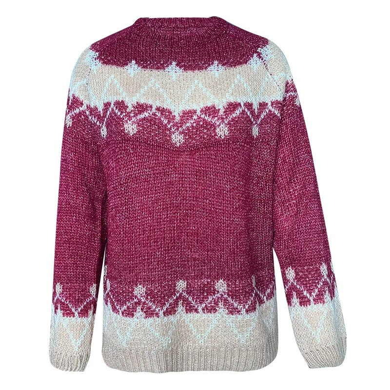 Women's Cable Knit Sweater Round Neck Long Sleeve Patterned Knit Detail – Winter Market