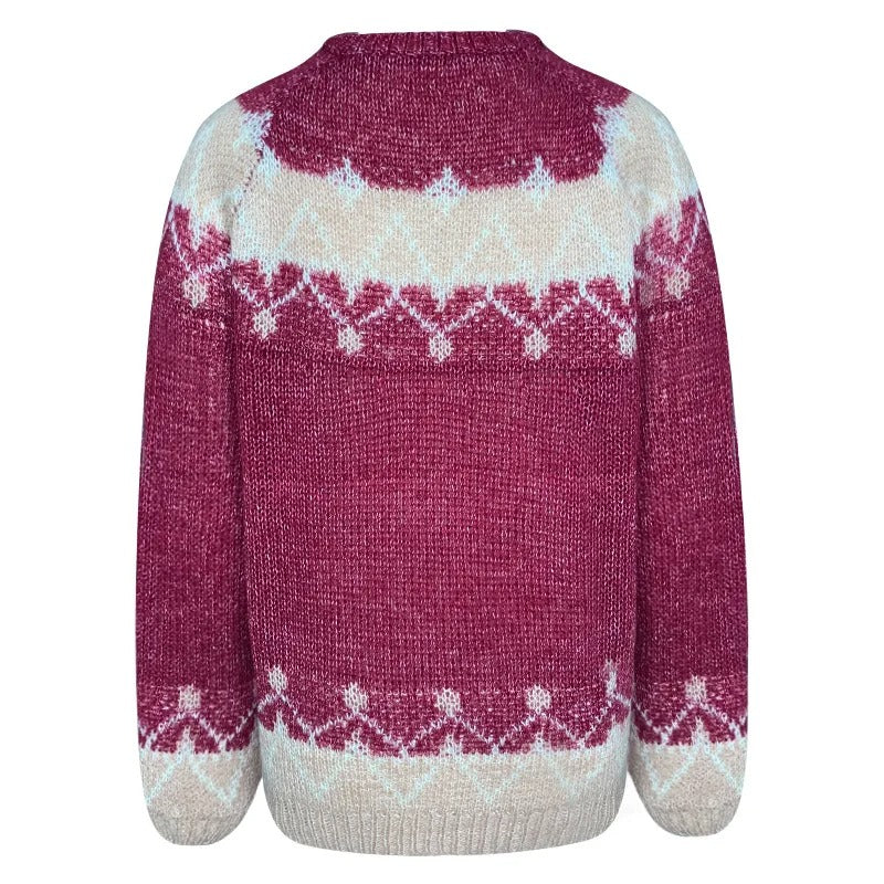 Women's Cable Knit Sweater Round Neck Long Sleeve Patterned Knit Detail – Winter Market